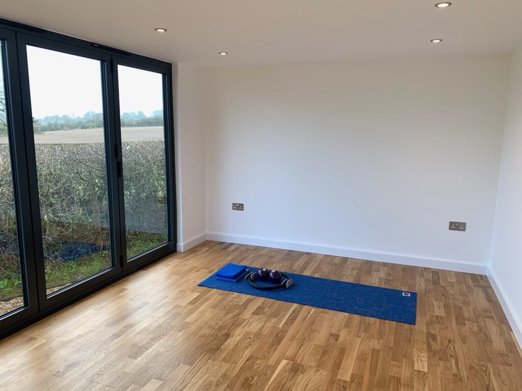 Pilates studio with bifold doors in the midlands