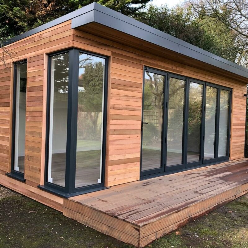 Yoga studio with wooden flooring eDEN garden rooms